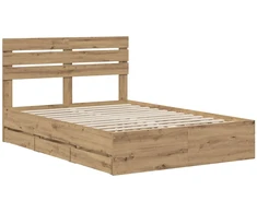 Lova Bed Frame with Storage and Headboard Artisan Oak 120 x 200 cm