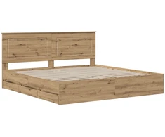 Lova Bed Frame with Storage and Headboard Artisan Oak 180 x 200 cm