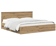 Lova Bed Frame with Storage and Headboard Artisan Oak 180 x 200 cm
