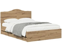 Lova Bed Frame with Storage and Headboard Artisan Oak 140 x 190 cm