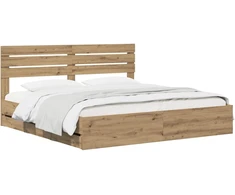 Lova Bed Frame with Storage and Headboard Artisan Oak 180 x 200 cm