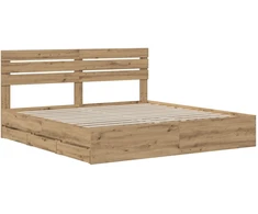 Lova Bed Frame with Storage and Headboard Artisan Oak 180 x 200 cm