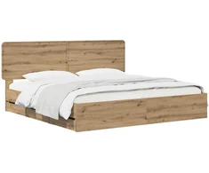 Lova Bed Frame with Storage and Headboard Artisan Oak 180 x 200 cm