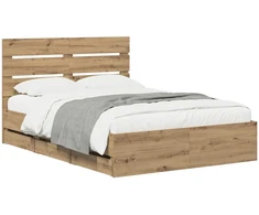 Lova Bed Frame with Storage and Headboard Artisan Oak 160 x 200 cm