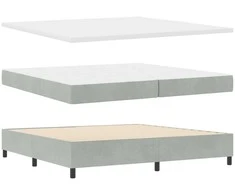 Kiemas lova su čiužiniu Šviesiai pilka 200 x 200 cm Aksomas