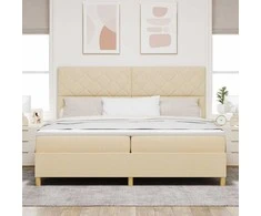Kiemas lova su čiužiniu Kreminė 200 x 200 cm audinys