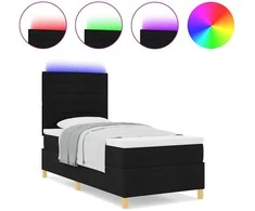 LED Čiužinio Lova su galvūgalio Juoda 90 x 200 cm audinys