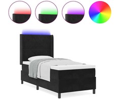 Kiemas lova su LED juostelėmis Juoda 90 x 200 cm Aksomas