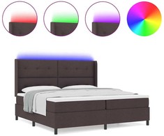 LED Čiužinio Lova Tamsiai rudas 200 x 200 cm audinys