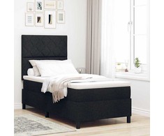 Kiemas lova su LED juostelėmis Juoda 90 x 190 cm audinys