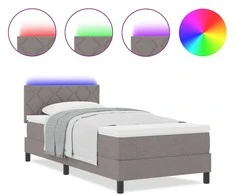 Kiemas lova su LED juostelėmis Tortora 90 x 190 cm audinys