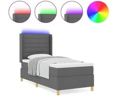 Kiemas lova su LED juostelėmis Pilka 90 x 190 cm audinys