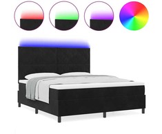 LED Čiužinio Lova su galvūgalio Juodas 180 x 200 cm Aksomas