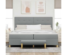 Kiemas lova su galvūgalio Šviesiai pilka 200 x 200 cm audinys