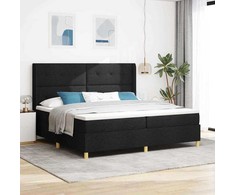 Kiemas lova su LED juostelėmis Juoda 200 x 200 cm audinys