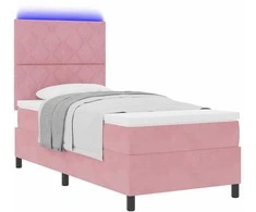 LED Čiužinio Lova su čiužiniu Rožinė 90 x 200 cm Aksomas