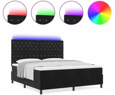 LED Čiužinio Lova su čiužiniu Juodas 180 x 200 cm Aksomas