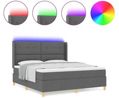 Kiemas lova su LED juostelėmis Pilka 180 x 200 cm audinys