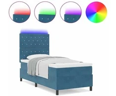 LED Čiužinio Lova Tamsiai mėlyna 90 x 190 cm Aksomas