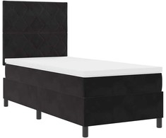 LED Čiužinio Lova su galvūgalio Juodas 90 x 190 cm Aksomas