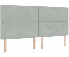 Kiemas lova su čiužiniu Šviesiai pilka 200 x 200 cm Aksomas