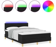 LED Čiužinio Lova su galvūgalio Juodas 160 x 200 cm audinys