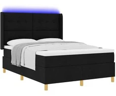 Kiemas lova su LED juostelėmis Juoda 140 x 200 cm audinys