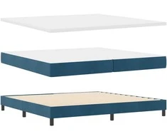 Kiemas lova su čiužiniu Tamsi mėlyna 200 x 200 cm Aksomas
