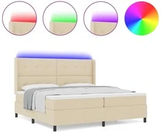 LED Čiužinio Lova su galvūgalio Kreminė 200 x 200 cm audinys