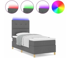 LED Čiužinio Lova Tamsiai pilka 90 x 190 cm audinys