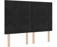 Kiemas lova su galvūgalio Juodas 160 x 200 cm Aksomas