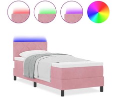 LED Čiužinio Lova su LED juostelėmis Rožinė 80 x 200 cm Aksomas