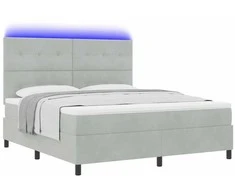LED Čiužinio Lova Šviesiai pilka 180 x 200 cm Aksomas