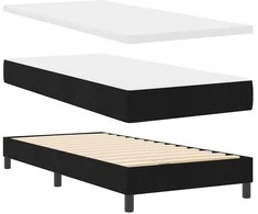 Kiemas lova su čiužiniu su galvūgalio Juoda 80 x 200 cm audinys