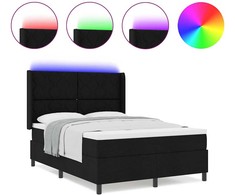 LED Čiužinio Lova su galvūgalio Juoda 160 x 200 cm audinys