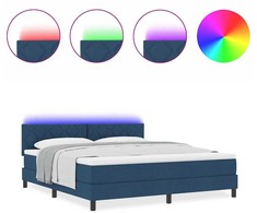 Kiemas lova su LED juostelėmis Mėlyna 180 x 200 cm audinys
