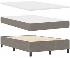 Kiemas lova su čiužiniu Taupe 120 x 200 cm audinys