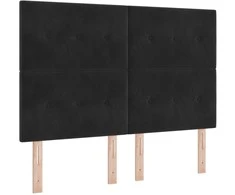 Kiemas lova su pagalve su galvūgalio Juoda 200 x 140 cm Aksomas