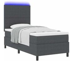 LED Čiužinio Lova Tamsiai pilka ir balta 90 x 200 cm