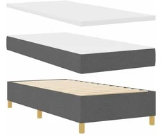 Kiemas lova su čiužiniu Tamsiai pilka 100 x 200 cm audinys
