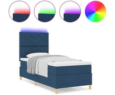 LED Čiužinio Lova su galvūgalio Mėlyna 90 x 190 cm audinys