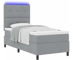 Kiemas lova su galvūgalio Šviesiai pilka 90 x 200 cm audinys