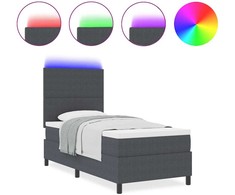 LED Čiužinio Lova Tamsiai pilka ir balta 90 x 190 cm