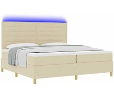 LED Čiužinio Lova su galvūgalio Kreminė 200 x 200 cm audinys