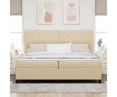 Kiemas lova su čiužiniu Kreminė 200 x 200 cm audinys