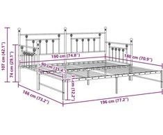 Dienos lovos rėmas Juoda 90 x 190 cm Plienas