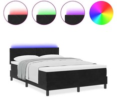 LED Čiužinio Lova su LED juostelėmis Juoda 160 x 200 cm Aksomas