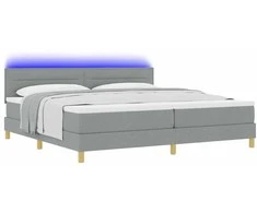 LED Čiužinio Lova Šviesiai pilka 200 x 200 cm audinys