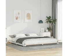 Lova Lovos rėmas Balta 200 x 210 cm Kietos pušies mediena