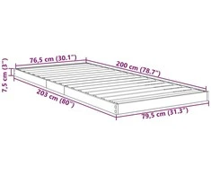 Lova Grindų lovos rėmas Balta 76,5 x 200 cm Apdirbta mediena